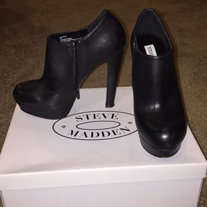 Black leather booties